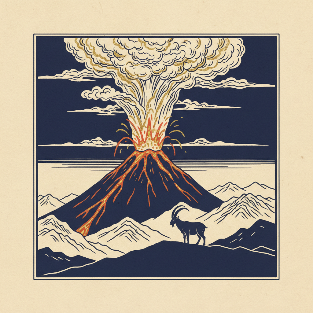 Fuego volcano eruption — ukiyo-e